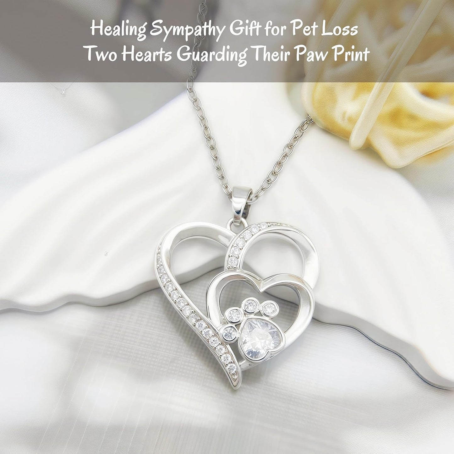 Cynlsum Dog Memorial Gifts for Loss of Dog Sympathy Gift: Pet Memorial Remembrance Necklace for Puppy Cat- Cute Paw Necklace Passing Away Bereavement Gifts Elegant