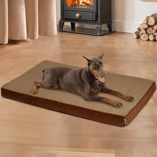 Dog Bed for XX Large Dog - Orthopedic Pet Beds with Memory Foam, Waterproof Removable Washable Cover with Non-Slip Bottom, Khaki, 47" L x 29" W x 3" H