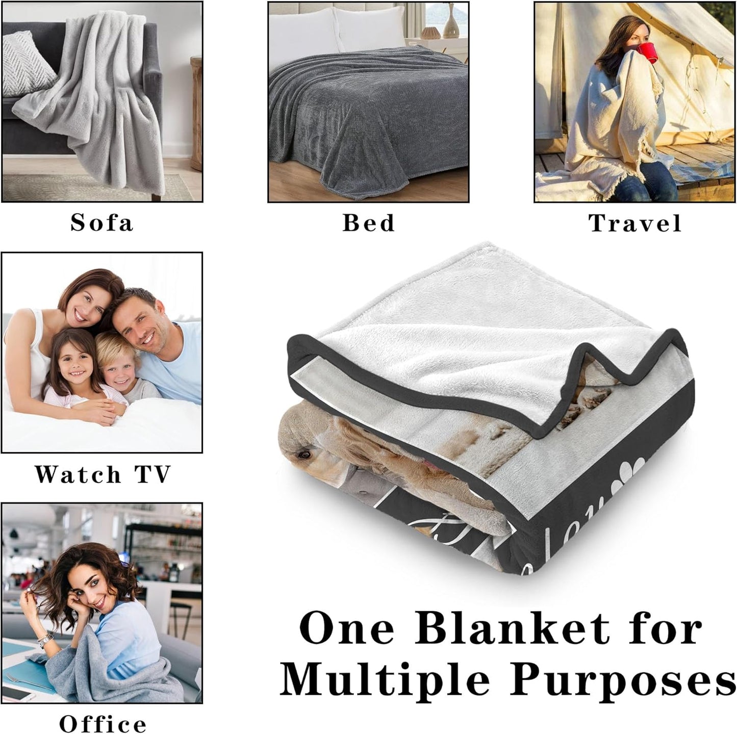 Funny DIY Personalized Pet Memorial Blanket with Photo Pet Memorial Gifts for Dogs Cats Loss of Dog Sympathy Gift Dog Bereavement Remembrance Pets Loss Gifts Custom Dogs Picture Blanket