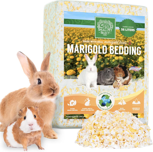 Small Pet Select - Natural Paper Bedding with Real Marigold Buds. Rabbits, Guinea Pigs, and Other Small Animals, 56L