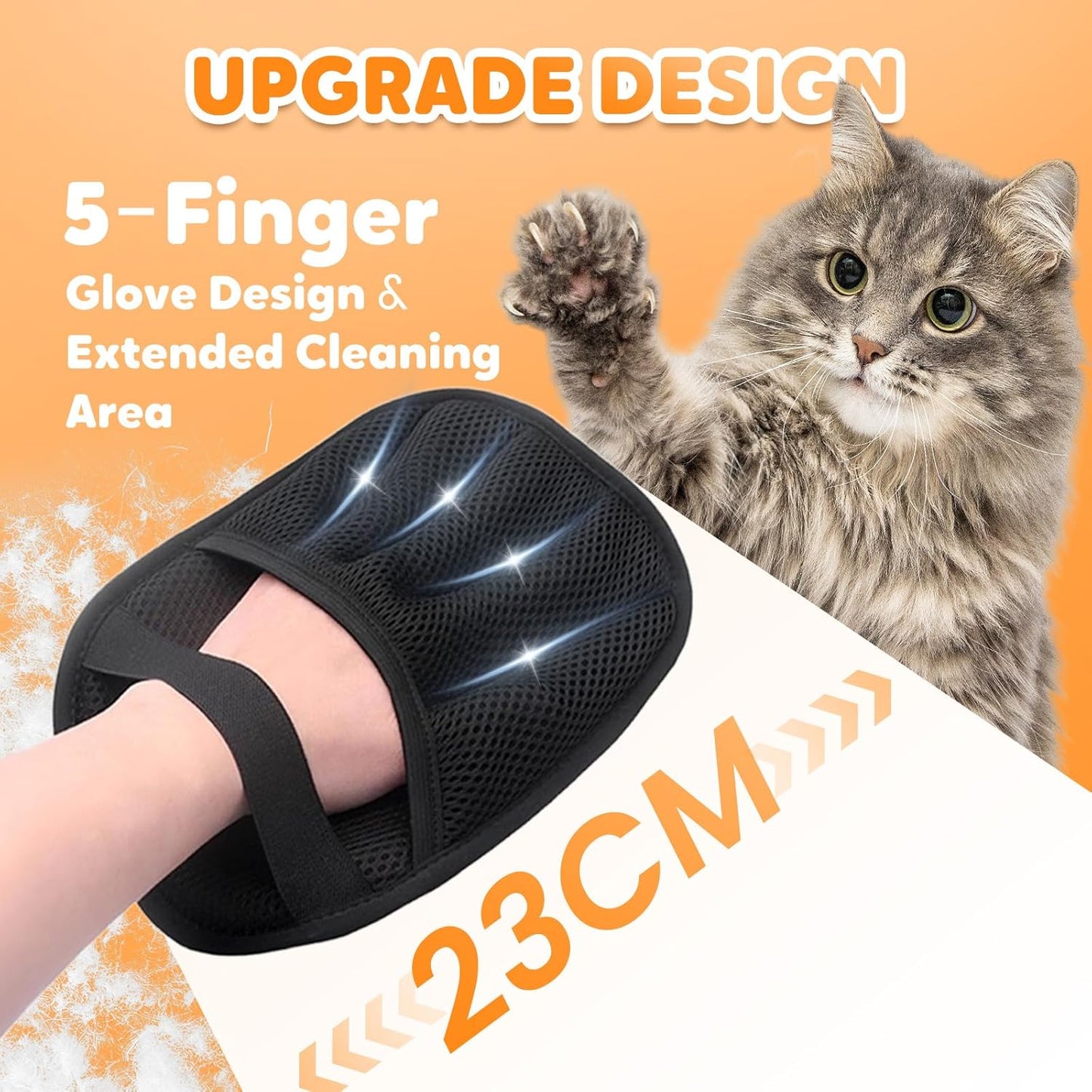 Pet Hair Remover Gloves, 2025 Upgraded Static Removal Gloves for Pet Hair, Cat & Dog Hair Removal Tool for Couch, Furniture, Carpet, Car Seat, Pet Grooming (2 Pack)