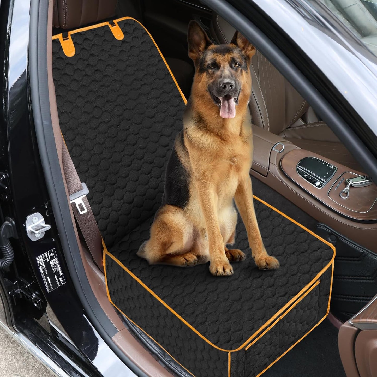 Dog Front Seat Cover for Car,Pet Front Car Seat Cover,Scratch-Proof Pet Seat Cover for Car,Trucks,SUV,Front Seat Dog Cover（Black，45"X 21"，1pack）
