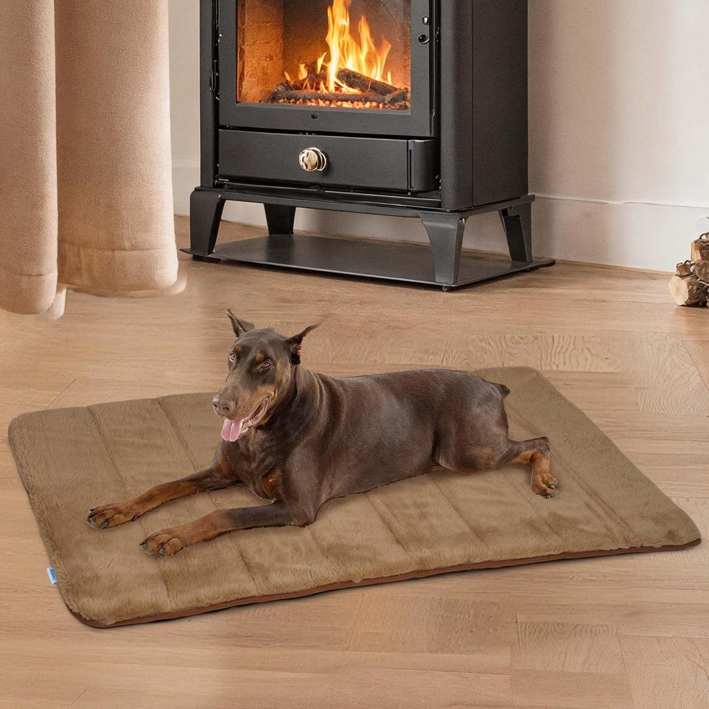 Dog Crate Pad for XX Large Dogs - Orthopedic Dog Bed with Memory Foam, Washable Soft Warm Pet Mat with Non-Slip Bottom, Khaki