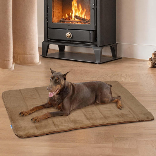 Dog Crate Pad for XX Large Dogs - Orthopedic Dog Bed with Memory Foam, Washable Soft Warm Pet Mat with Non-Slip Bottom, Khaki