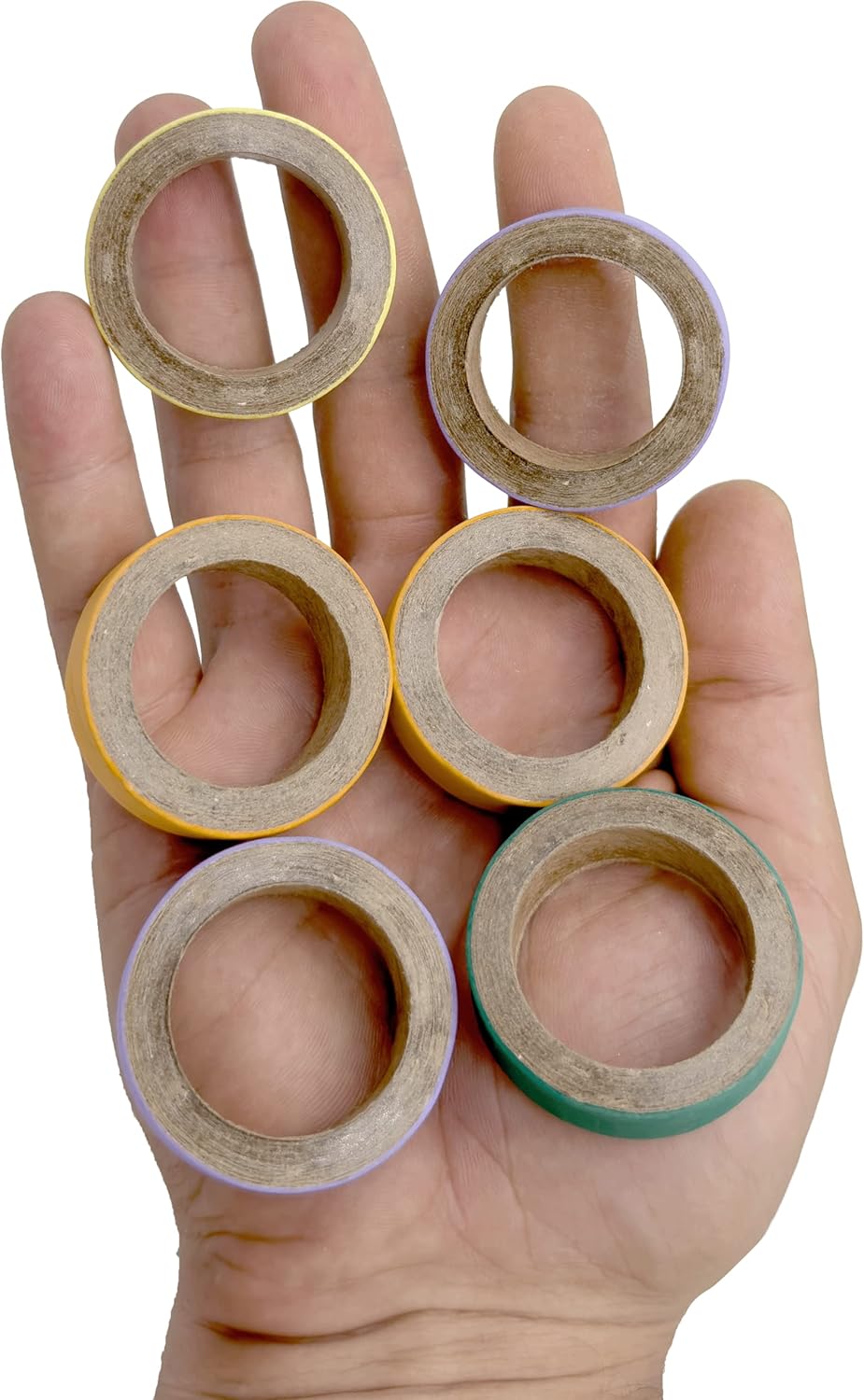 by M&M 8016 Pk12 1.75 Inch Skinny Donuts - Compressed Cardboard Shreddable Classic Bird Foot Toys, Bright Colors, Lots of Layers, Add to Toys, Easy to Play with for Birds