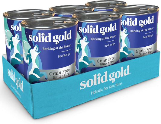 Solid Gold High Protein Wet Dog Food for Large Dogs & Small Dogs - Soft Grain Free Canned Dog Food w/Real Beef, Prebiotics & Superfoods for Gut Health & Immune Support - All Ages - 6ct 13.2oz Cans