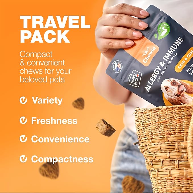 Dog Allergy Relief Chews - Itching Skin Relief Treats - Immune Health, Seasonal Allergies, Hot Spots Support Soft Chewables - Itch Relief for Dogs with Salmon Oil - Skin and Coat Supplement