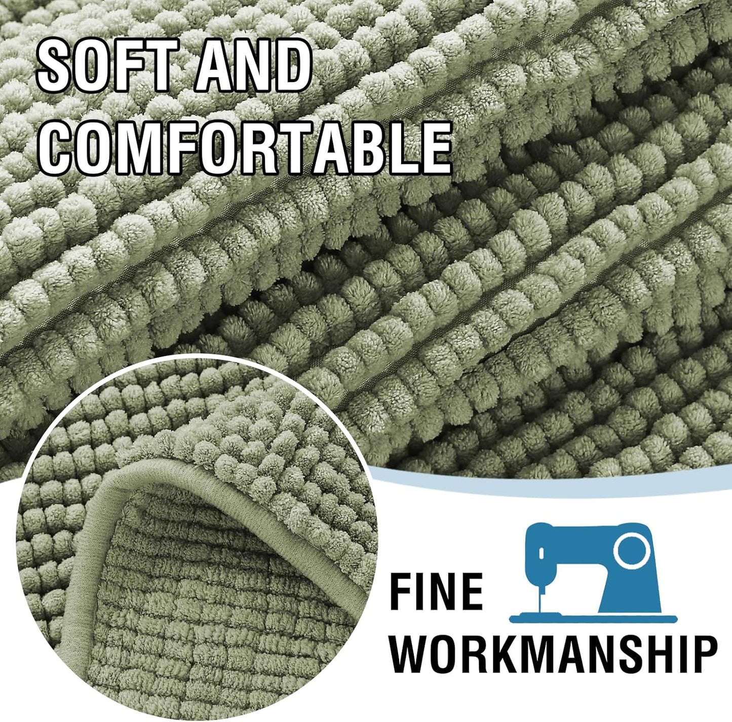 H.VERSAILTEX Plush Chenille Dog Bed Cover Thick Soft Sofa Covers Loveseat Cover for 2 Cushion Couch Anti Slip Couch Cover Furniture Protector for Dog, Pet, Cat (35" x 62", Sage)