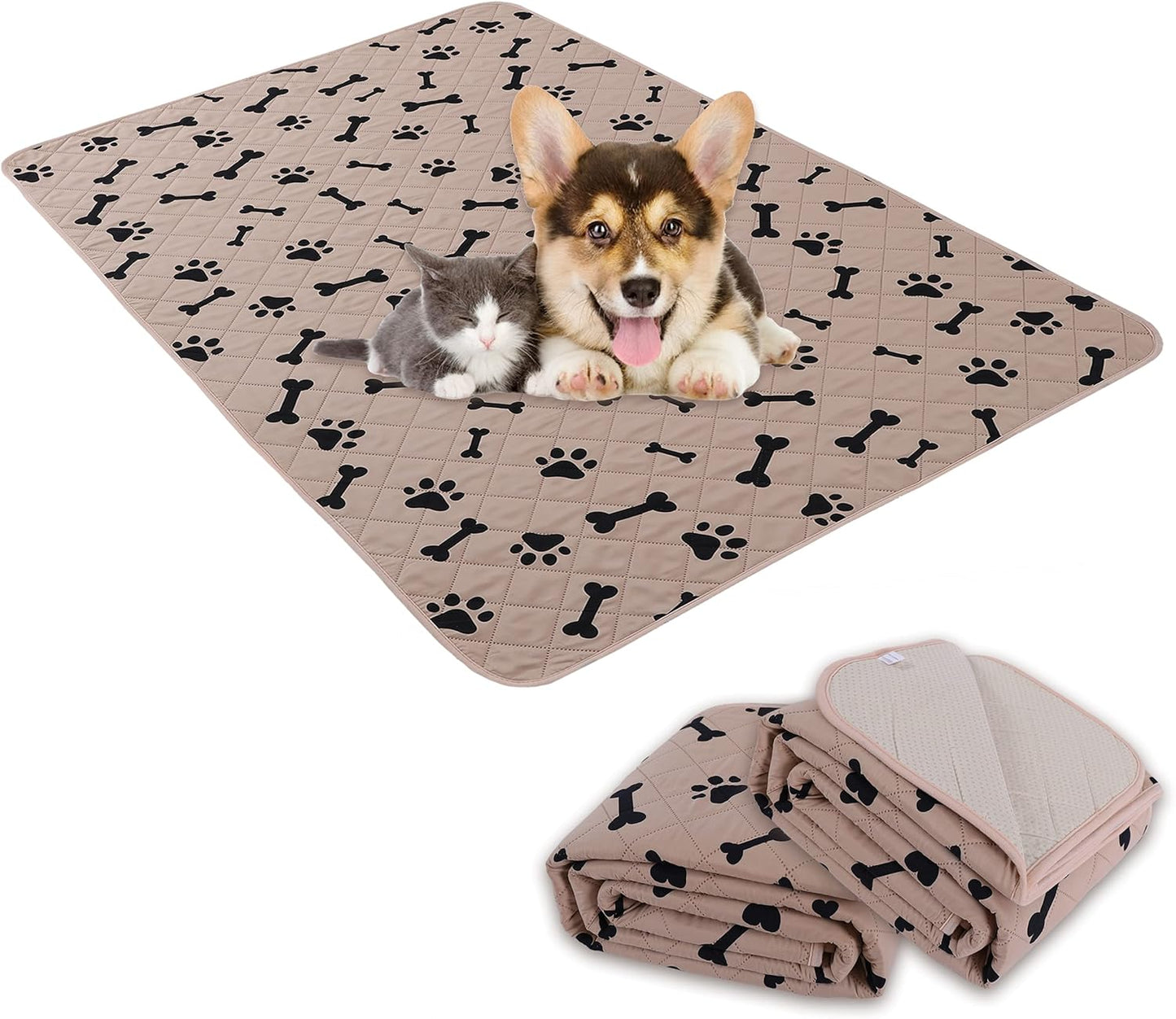 Dog Crate Pee Pads - Wahable Dog Rugs Non-Slip Puppy Pads for Small Dogs, Water Absorb Training Pads (2736 Beige)