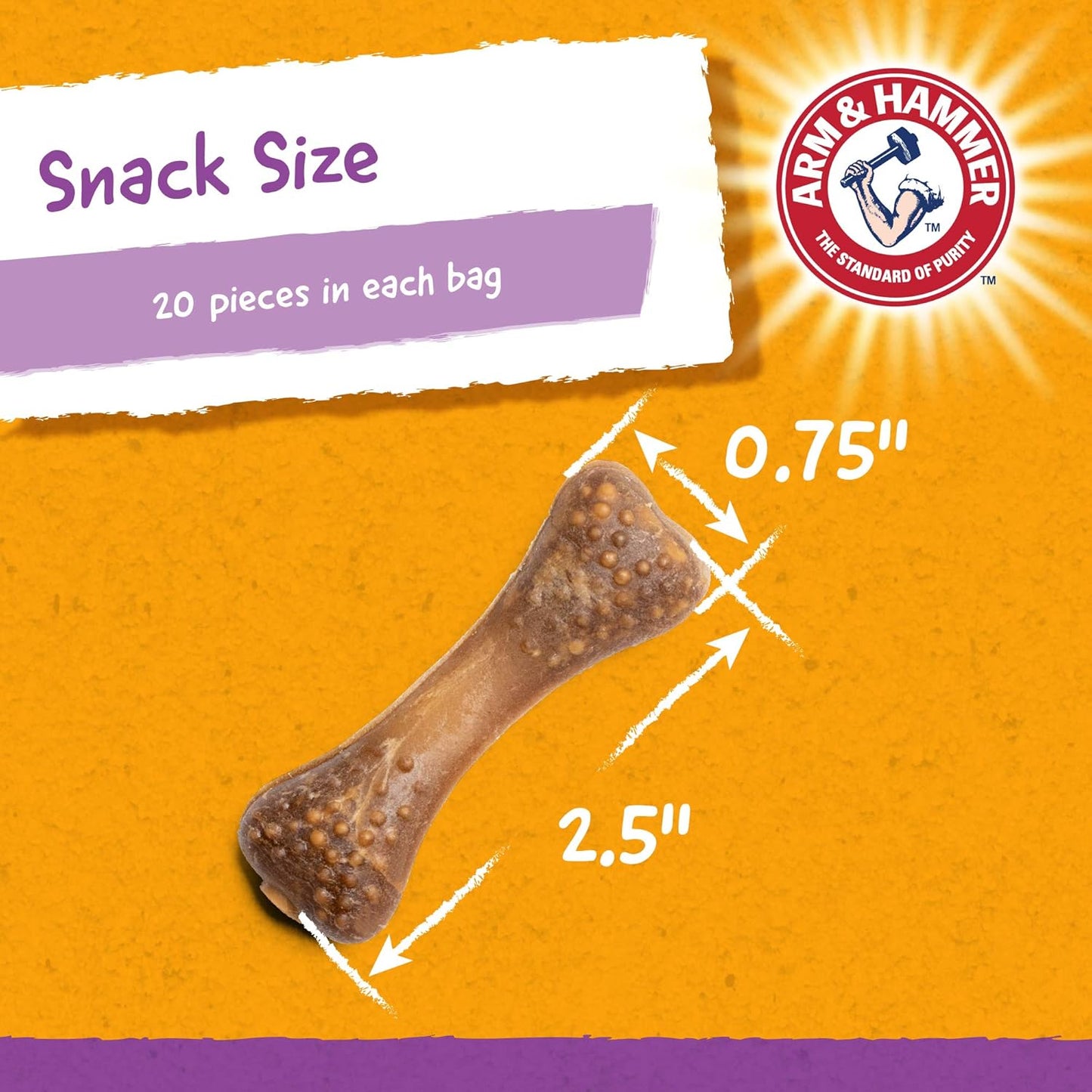 Arm & Hammer for Pets Nubbies Dental Treats for Dogs with Baking Soda & Calcium, Treat Chews Help Fight Bad Breath, Plaque & Tartar, Chicken Dog, Sm Size, 20 Pcs, 24pk (Packaging May Vary)