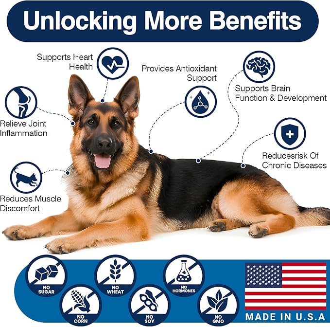 Omega 3 Skin and Coat Supplement for Dogs 200 Chews Dog Fish Oil Supplements with EPA & DHA Fatty Acids Dry Skin Relief for Dogs Shedding Allergy Itching Promotes Heart Hip Joint Health