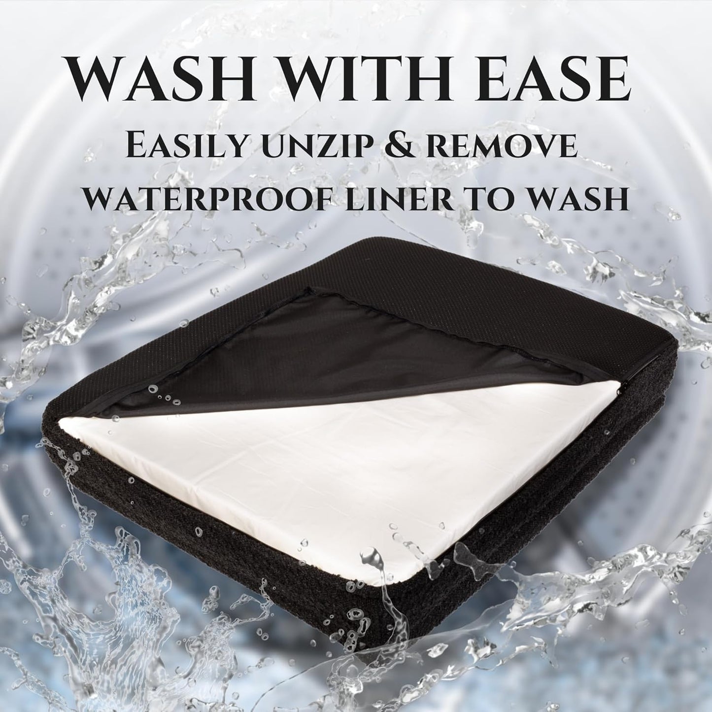 Luxury Boucle Fabric Orthopedic Large Dog Bed with Memory Foam | Breathable Comfort and Washable Dog Couch Bed with Waterproof Liner & Cover | Ideal Pet Beds for Big Dogs - Grey (45"x36x7)