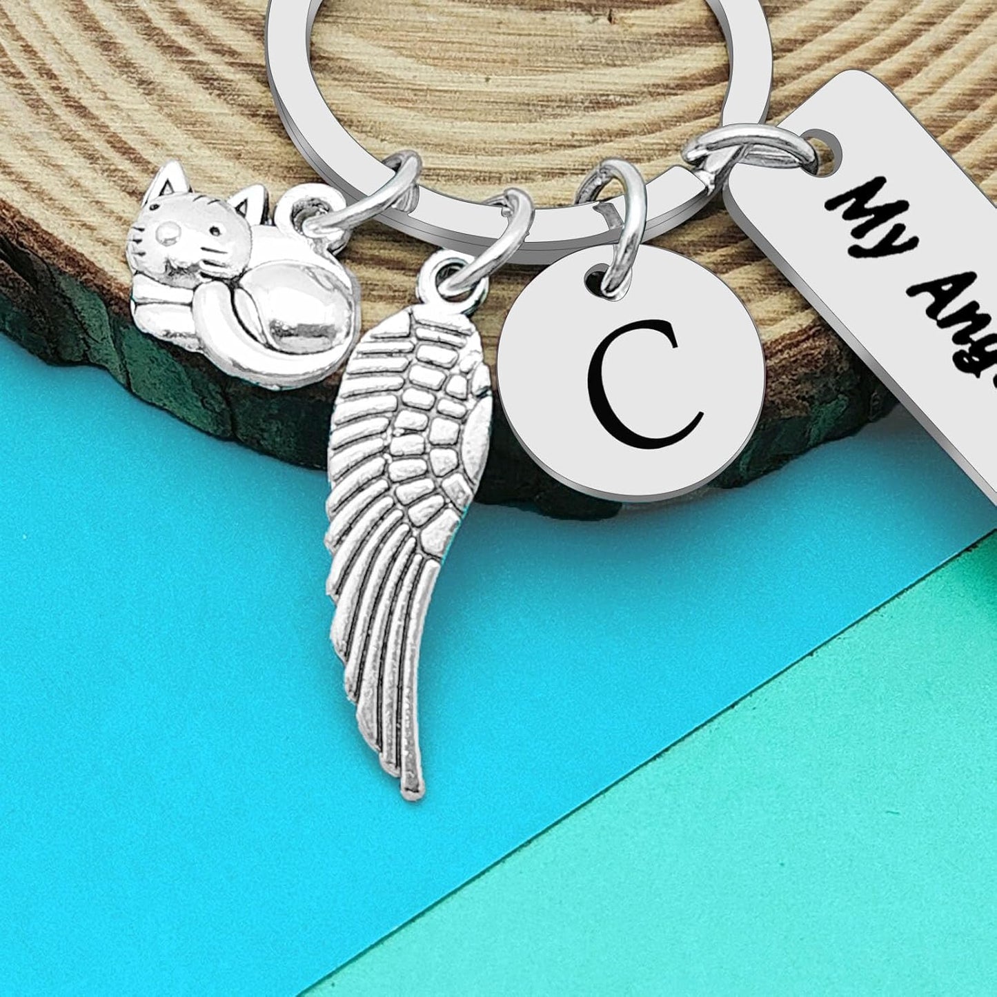 Dabihu Loss of Cat Memorial Keychain Initial Charm Jewelry Sympathy Gifts for Pet Loss in Memory of Cat Gifts for Cat Lovers