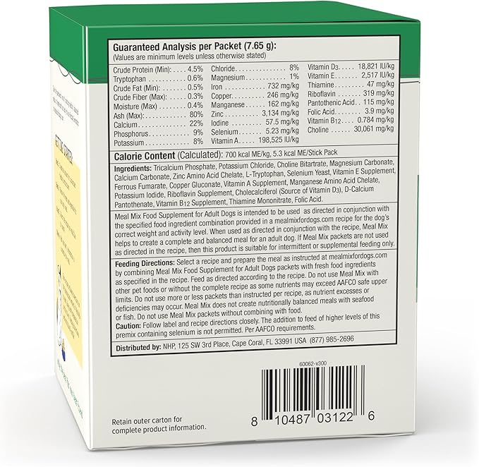 Dr. Mercola Bark & Whiskers Meal Mix for Adult Dogs, 8.09 Oz. (229.5 g), 30 Packets, Offers 20 Essential Nutrients, Promotes Digestive Health, Veterinarian Formulated, Non-GMO