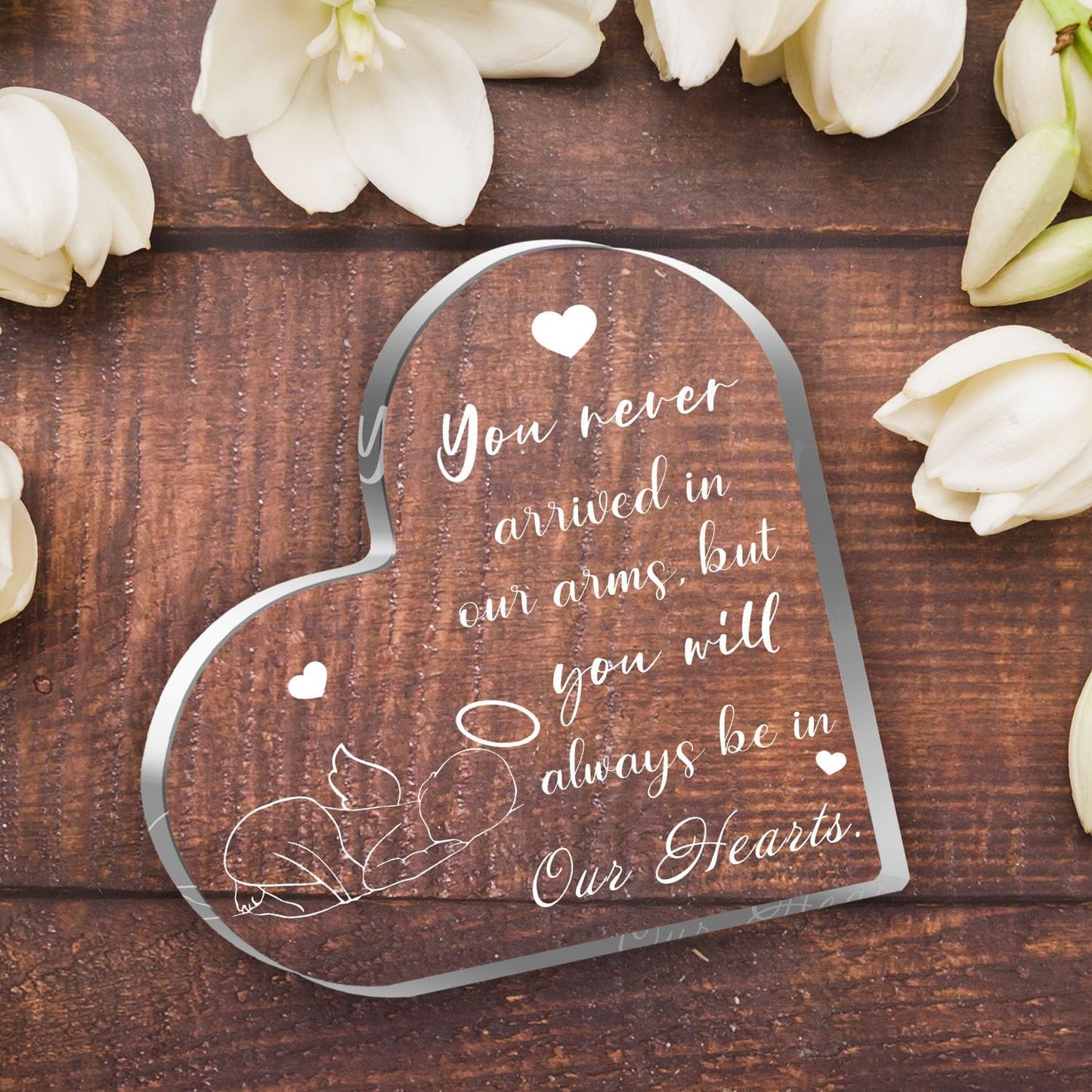 Xendelow Acrylic Decorative Signage, Heart Shaped Memorial Sign, 5 x 5 inches, Modern Style, for Grieving Mothers, Condolence, Sympathy Gifts