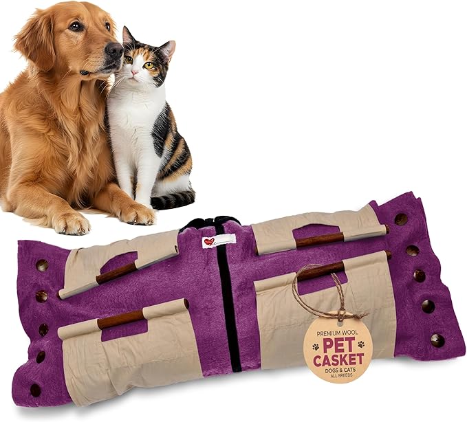 Cocoon® - Eco-Friendly Pet Burial & Cremation Ceremony Kit (Premium Wool) - Casket for Dogs and Cats (Choose Size & Color) (XL, Magenta)