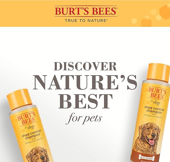 Burt's Bees for Pets Shed Control Shampoo for Dogs with Omega-3 and Vitamin E, 6pk, 99.7% Natural Origin Formulas, Dog Shampoo for Reducing Shedding - Deshedding Dog Shampoo, 6pk, 16 oz