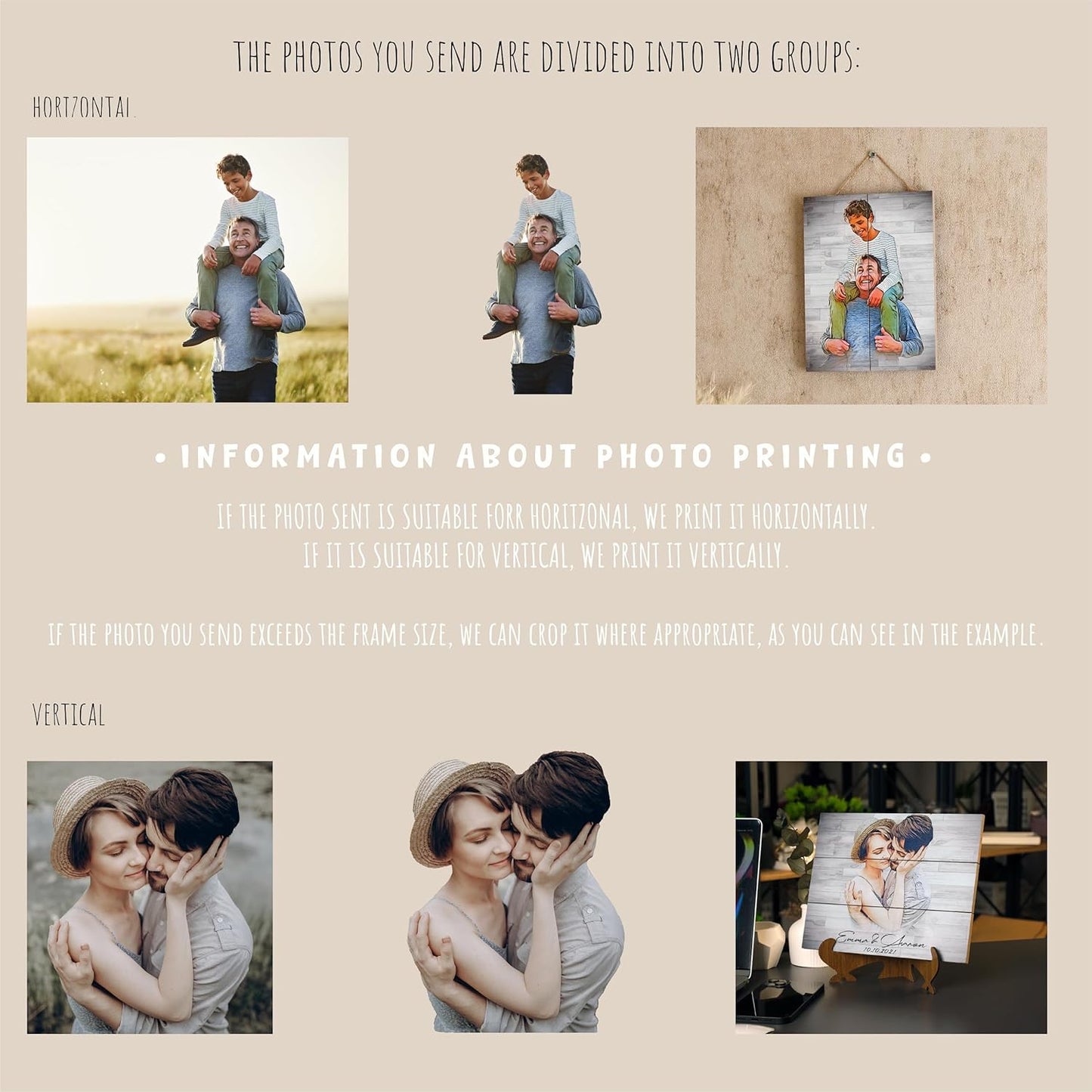 Custom Photo Printed on Wood, Personalized Wooden Photo Print, Valentine’s Day Gift for Him or Her, Picture Frames Personalized, Home Wall Decor