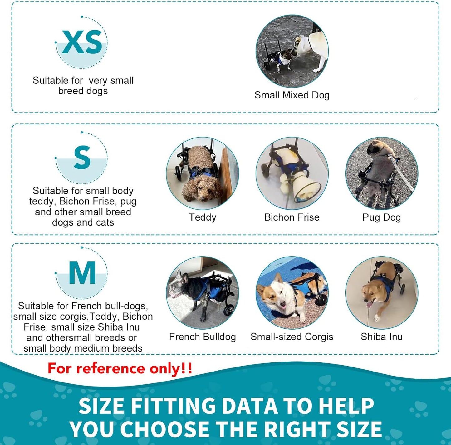 Dog Wheelchair for Back Legs with Pet Traction Rope, X-Small Wheelchair for Dogs with Disabled Hind Legs Walking Adjustable Dog Carts with Heavy Duty Wheels