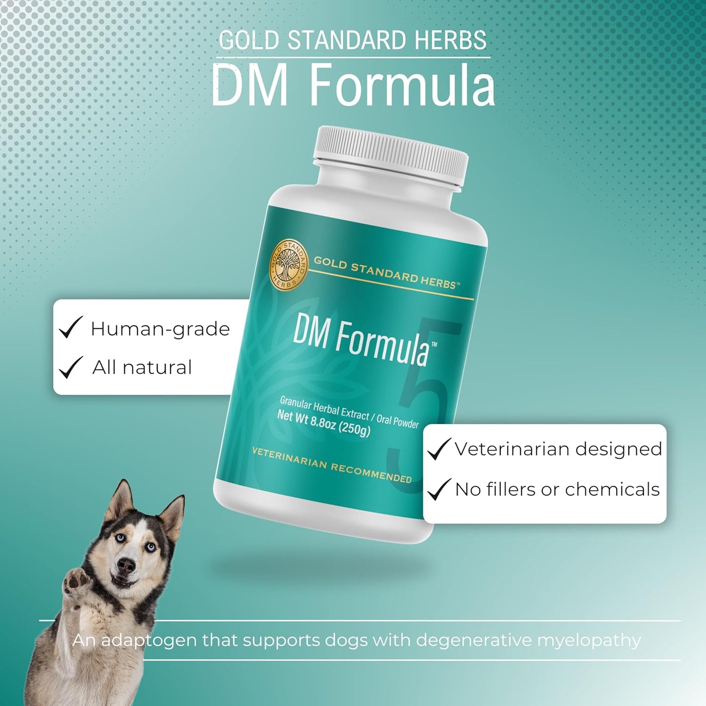 DM Formula Degenerative Myelopathy Relief for Dogs by Gold Standard Herbs, All Natural Granular Herbal Extract, (250 gram)