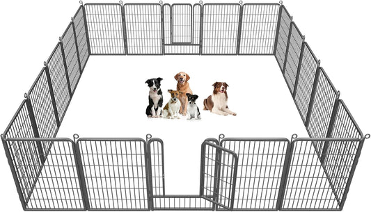 Dog Playpen 40 inch Dog Fence for Outdoor Indoor Use Heavy Duty Metal Dog Pen for Large Dogs, Rustproof Pet Playpen Portable Pet Fence Outdoor for Yard, RV Camping, Customizable, 20 Panels