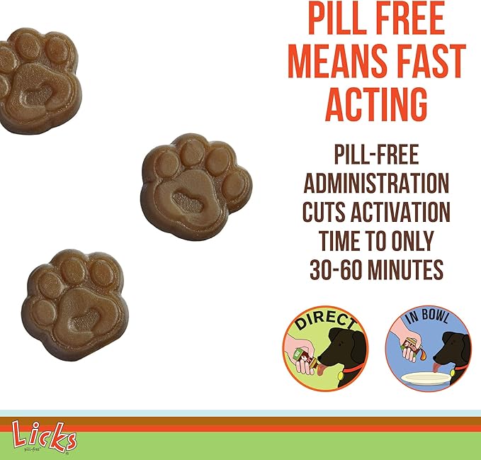 Licks Pill-Free Dog Calming Gummies - Zen Calming Aid Supplements for Aggressive Behavior & Nervousness - Dog & Puppy Treats for Stress Relief & Health - Gummies - 90 Use