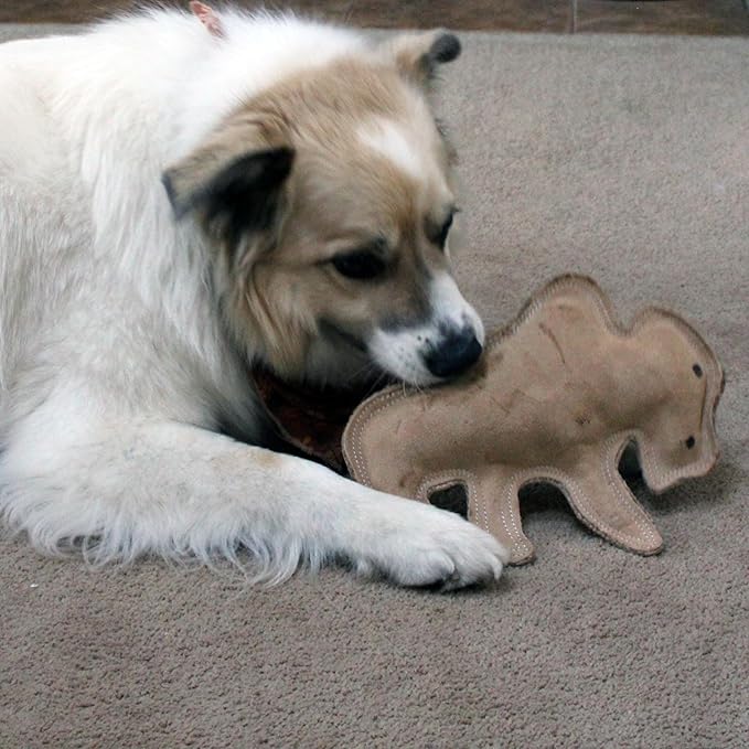 SPOT Dura-Fused Leather Buffalo Dog Toy – Durable Real Leather & Jute Chew Toy with Squeaker, Double-Stitched for Moderate Chewers, Medium & Large Dogs, 11.5in