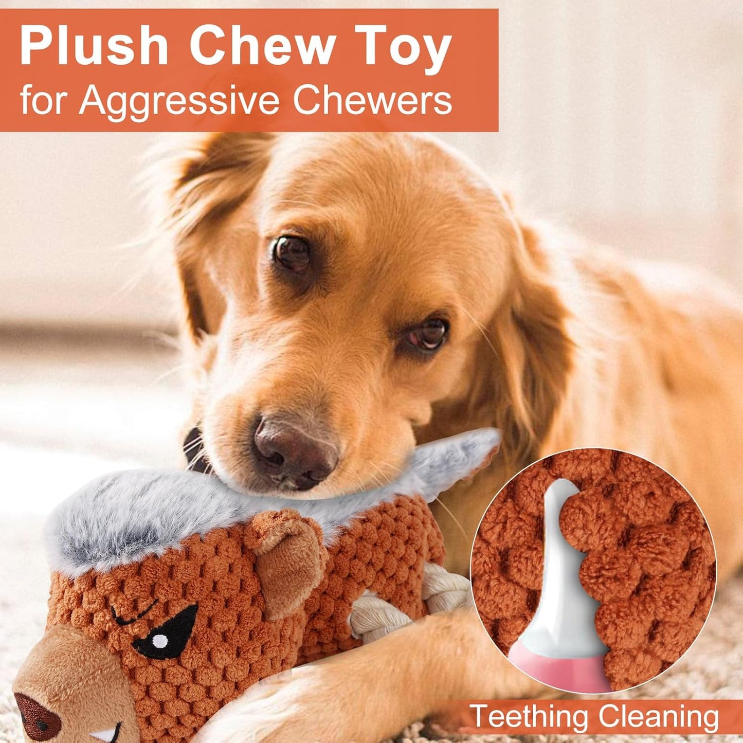 Dog Toys - Squeaky Interactive Plush Dog Toy with Rope, Chew Toy for Large Dogs, Small Dogs & Puppies - Tug of War Dog Toy for Aggressive Chewers, Pet Toys for Dogs