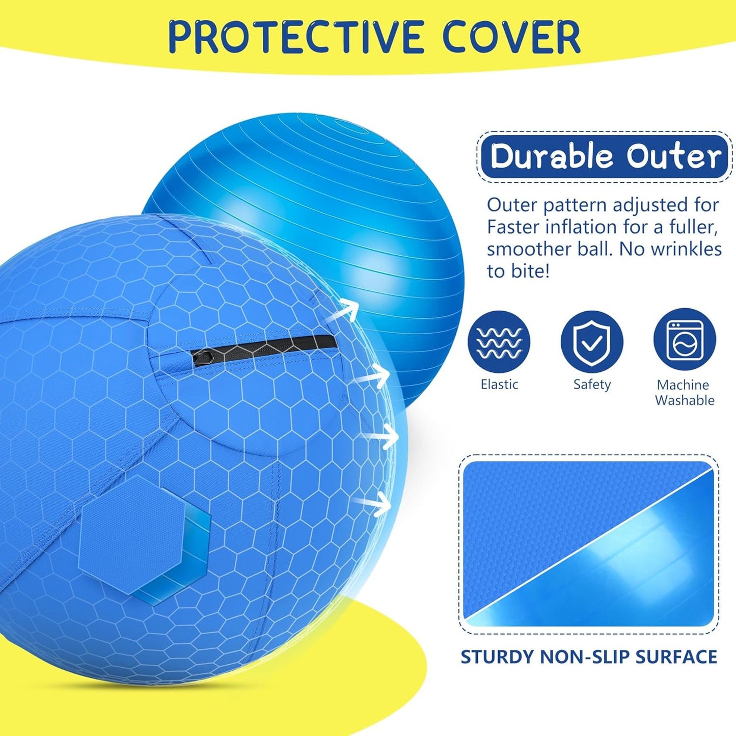 Herding Ball for Dogs - 18" Medium Herding Ball with Anti-Burst Cover and Pump, Outdoor Dog Exercise Toy for Australian Shepherd, German Shepherd, Collie (Blue)