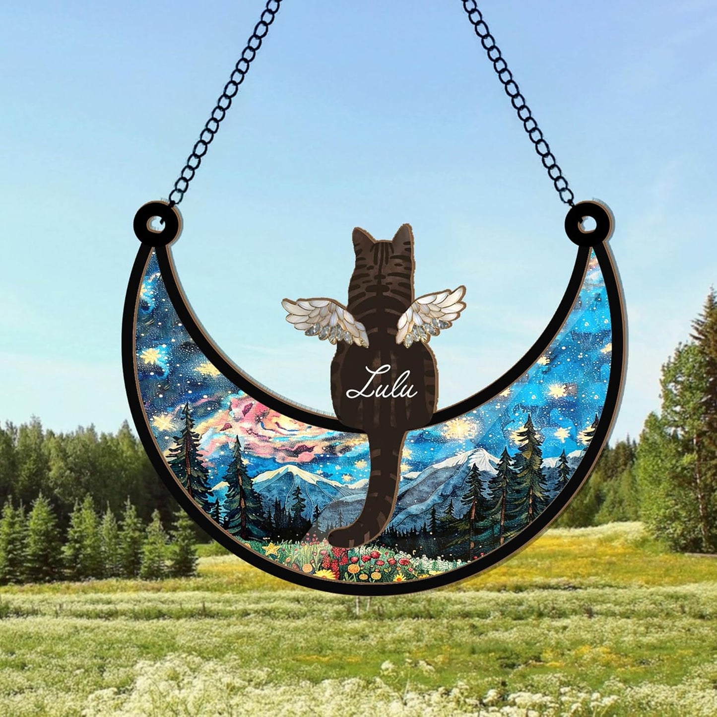 Personalized Pet Memorial Suncatcher – Custom Cat Angel Suncatcher with Name & Breed, Pet Loss Sympathy Gift, Memorial Keepsake for Cat Lovers