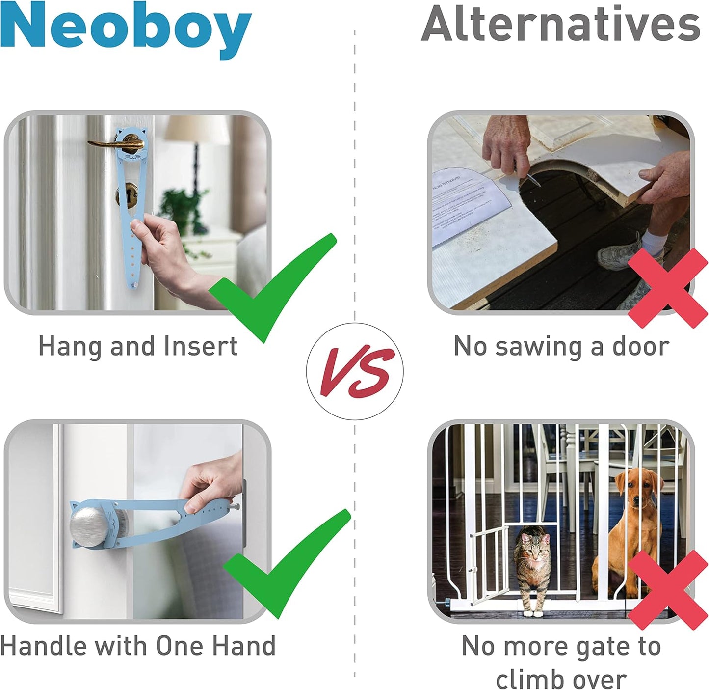 Cat Door Latch, 7 Sizes Adjustable Cat Door Holder Latch to Keep Dog Out of Litter Box, Economical Alternative of Pet Gates and Interior Cat Door, Plastic