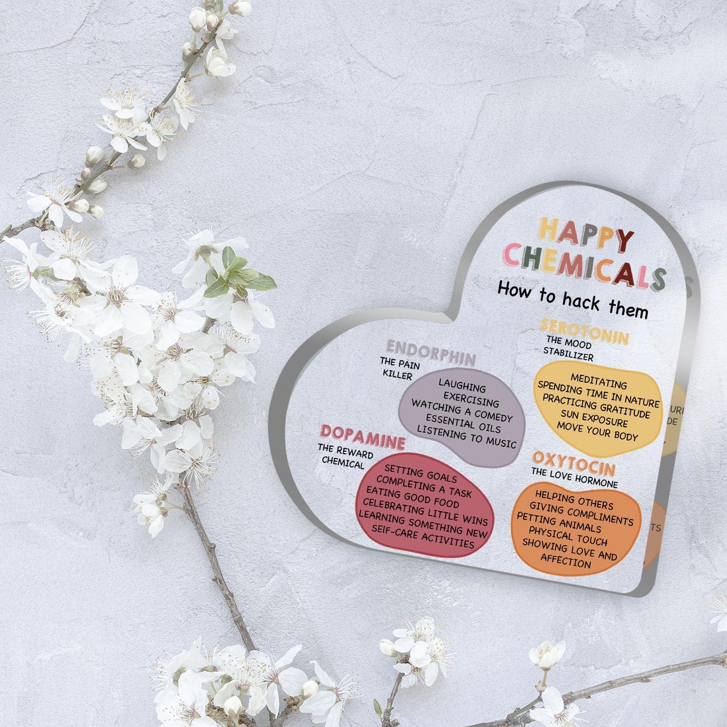 Mental Health Gifts, Therapist Office Desk Plaque, Book Center Classroom Playroom Calming Corner Decorations, Psychology Gifts for Counselor, Happy Chemicals Sign Plaque