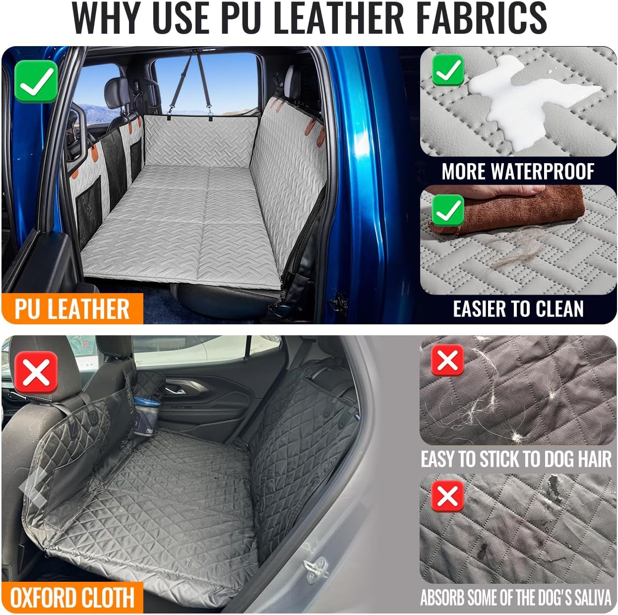 Dog Back Seat Extender for Truck,Dog Seat Cover Back Seat,Dogs Hammock,Hard Bottom Backseat Extender for Pet,Pet Seat Cover for F150/RAM1500/Silverado