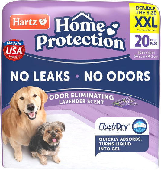 Hartz Home Protection Lavender Scented Dog Pads, XXL 20 count, Super Absorbent & Won't Leak, Odor Eliminating