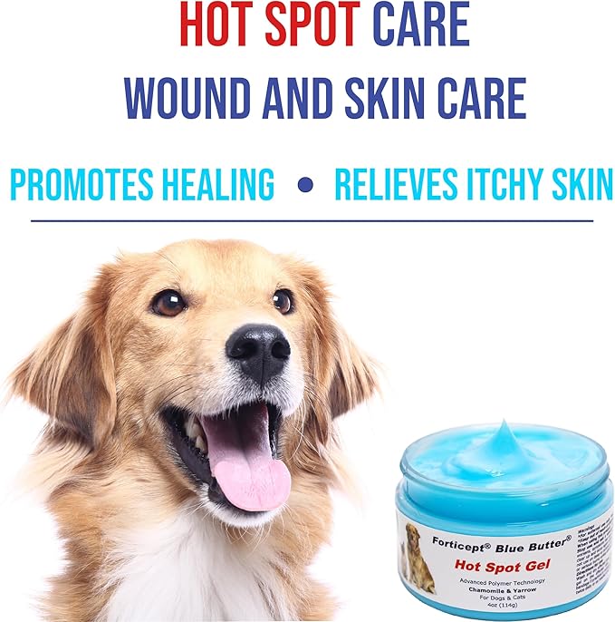 Forticept Blue Butter – Hot Spot Treatment for Dogs | Dog Wound Care | Skin Yeast Infections, Ringworm, Cuts, Rashes, First Aid Veterinary Strength Topical Ointment 4oz