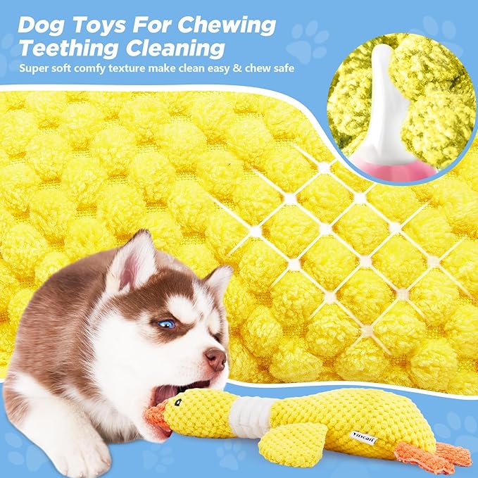 Vitscan Durable Dog Toys for Small Large Dogs, Dog Chew Toy for Not Aggressive Chewers, Tough Squeaky Interactive Dogs Toys for Puppies Plush Puppy Toys Goose Pet Toy Puppy Chew Toys for Teething