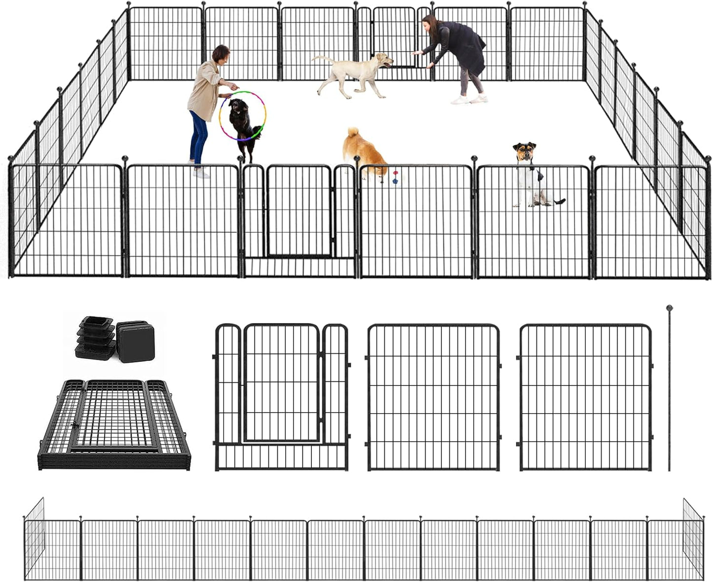 Dog Playpen 32" Height 24 Panels Portable Pet Fence Outdoor for Yard Indoor Dog Pen Outdoor for Medium/Small Animals, Large Pet Puppy Playpen Heavy Duty Pet Fence for RV Camping, Yard