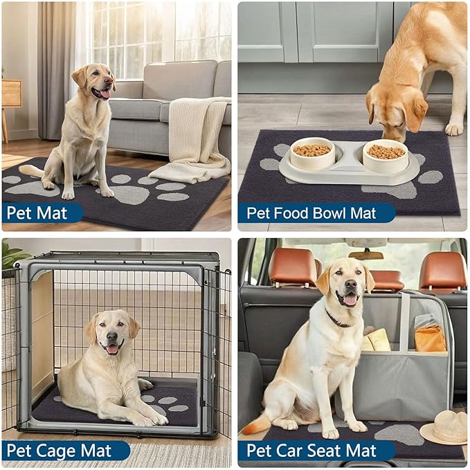 Buganda Dog Door Mat for Muddy Paws, Absorbent Dirt Trapper Washable Indoor Doormats, Non Slip Low-Profile Mud Mat for Dogs, Front Entrance Doormat for Inside Floor (70x47 Inches, Dark Grey)