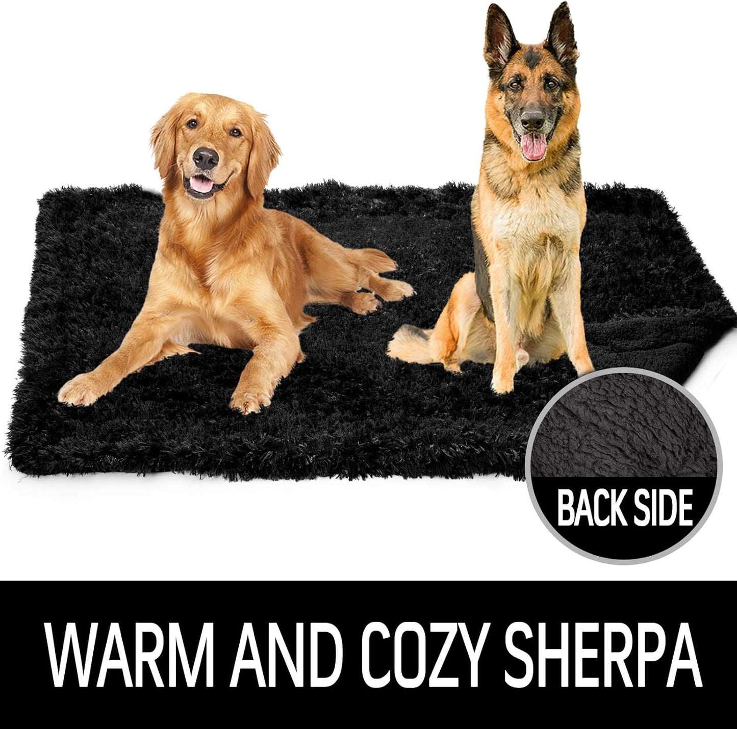 LOCHAS Luxury Fluffy Dog Blanket, Extra Soft and Warm Sherpa Fleece Pet Blankets for Dogs Cats, Plush Furry Faux Fur Puppy Throw Cover, 40''x60'' Black