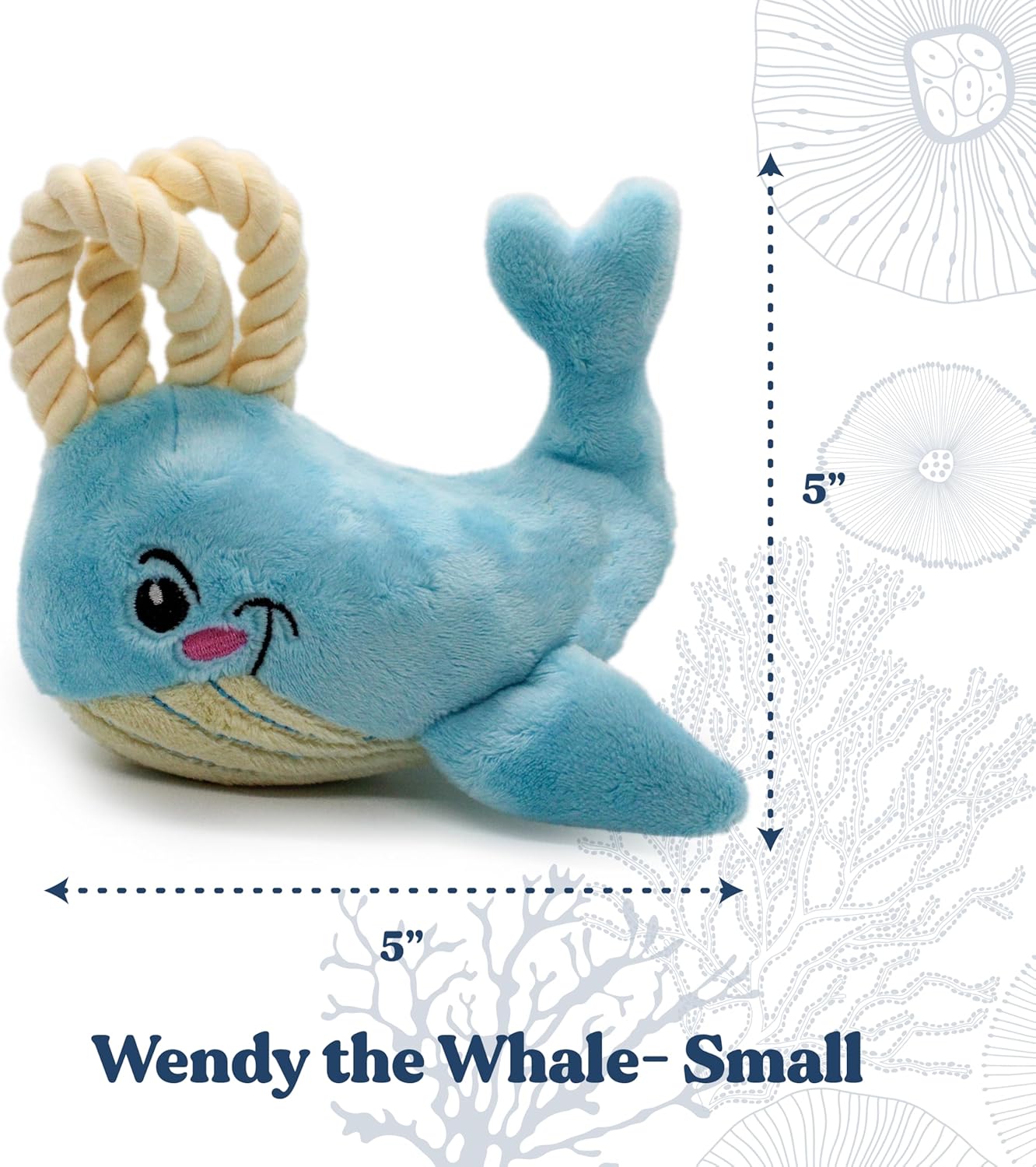 Dog Toys | Plush Toy Whale Stuffed Animal for Dogs | Small Eco Friendly Toy - Easy to Clean and Made from Non Toxic Materials