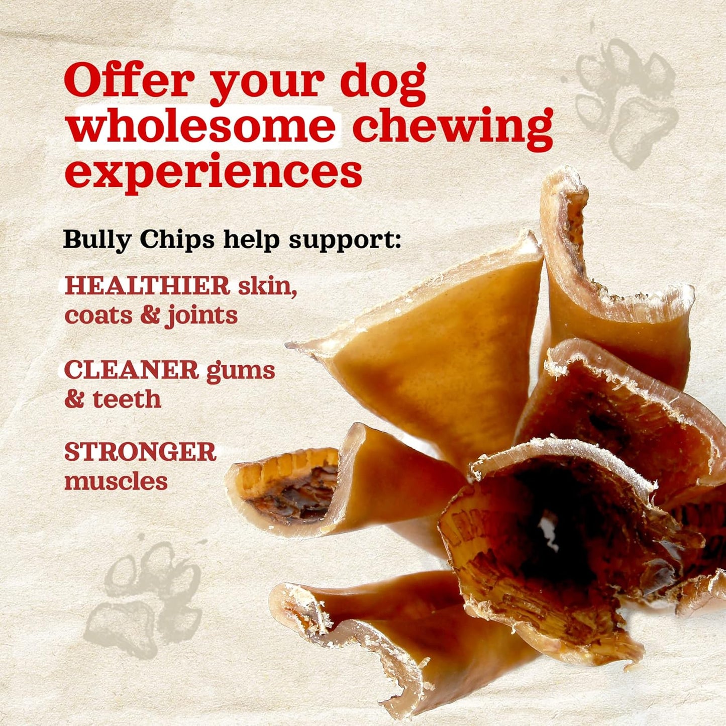Natural Farm Bully Chips (9-12 Inch, 16 Oz.), Digestible Beef Cheek from Grass-Fed Cows, Non-GMO, Grain-Free, Natural Long-Lasting Dog Chews for Small, Medium & Large Dogs, Great Rawhide Alternative