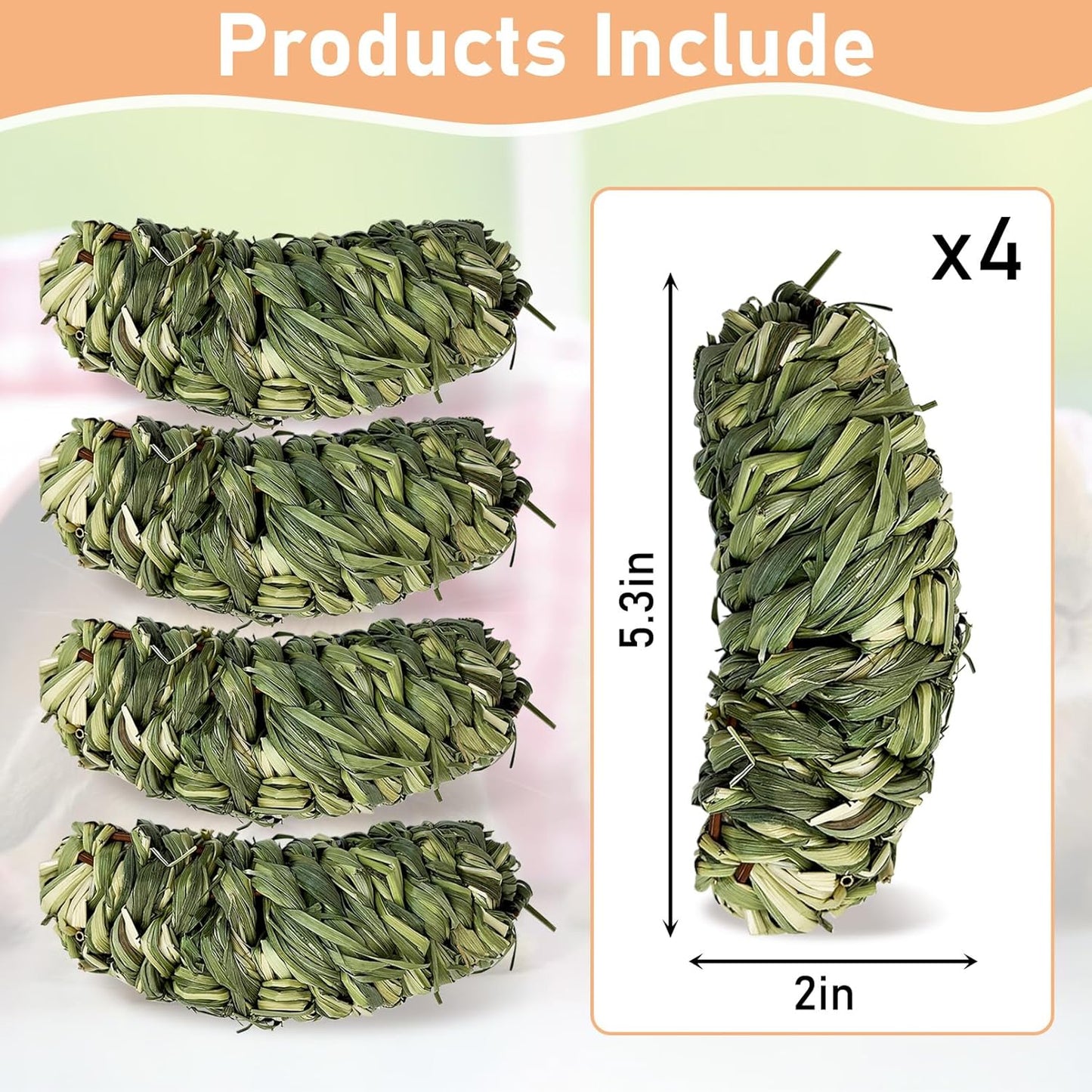 Hamiledyi Rabbit Chew Ball Bunny Timothy Grass Ball Natural Woven Chewing Toys Small Animal Activity Play Balls Chew Toys for Bunny Rabbits Hamster Guinea Pigs Chinchilla Gerbils 4PCS