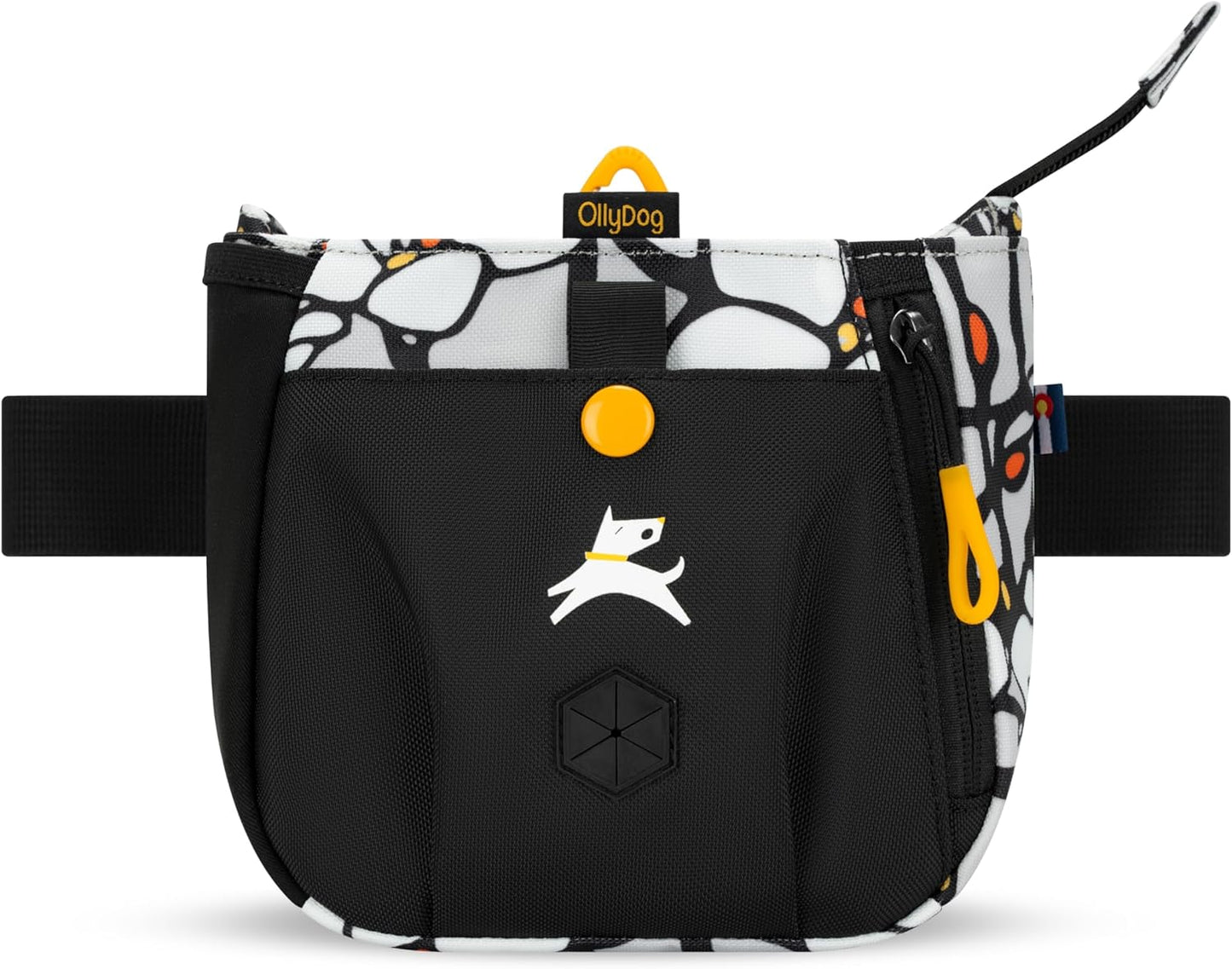 OllyDog Backcountry Day Bag | Hands-Free Dog Training Treat Pouch | Fanny/Hip Pack with Zipper Closure & Built-in Poop Bag Dispenser | Removable Waist Clip (Magnolia)