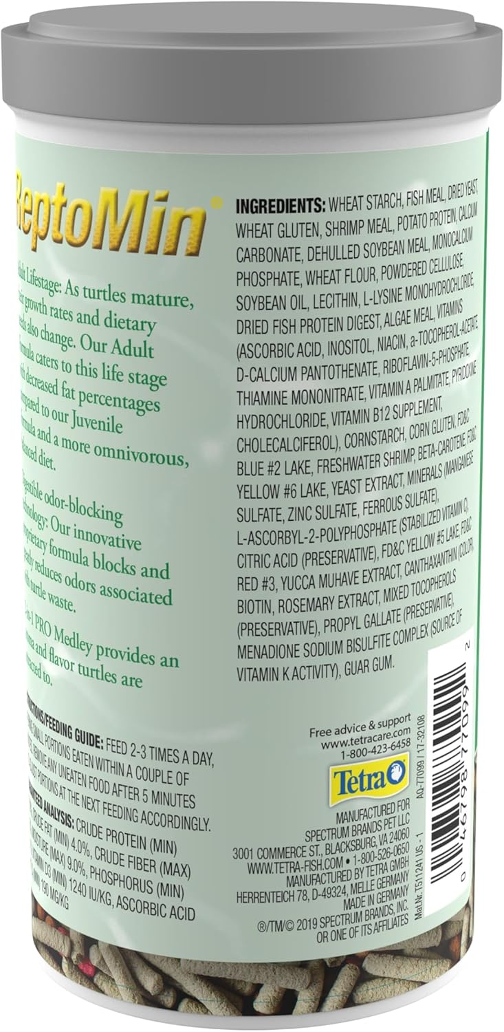 Tetra TetraFauna PRO ReptoMin Pro Sticks Adult Turtle Formula Daily Diet for Aquatic Turtles, 8.11 oz