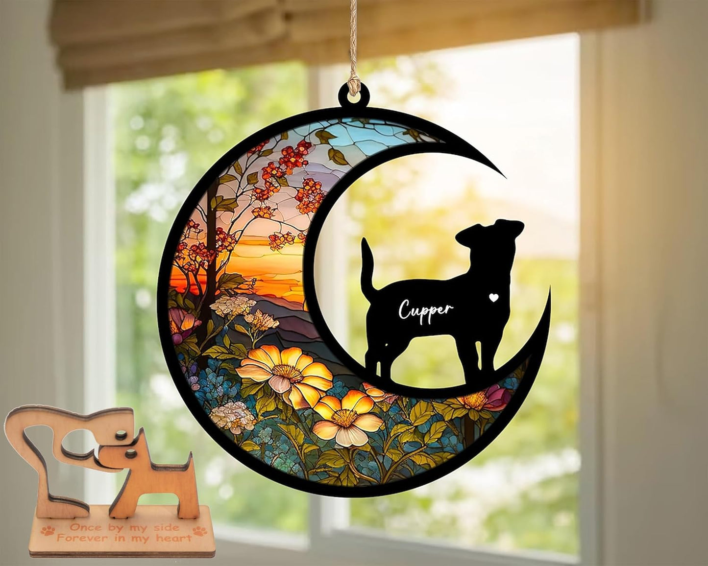 Dog Memorial Suncatcher, Personalized with Name, Dogs Breeds Suncatcher, Custom Pet Loss Suncatchers, Gifts for Pets Lovers, Dog Memorial Ornament Loss of Pet Sympathy Gift