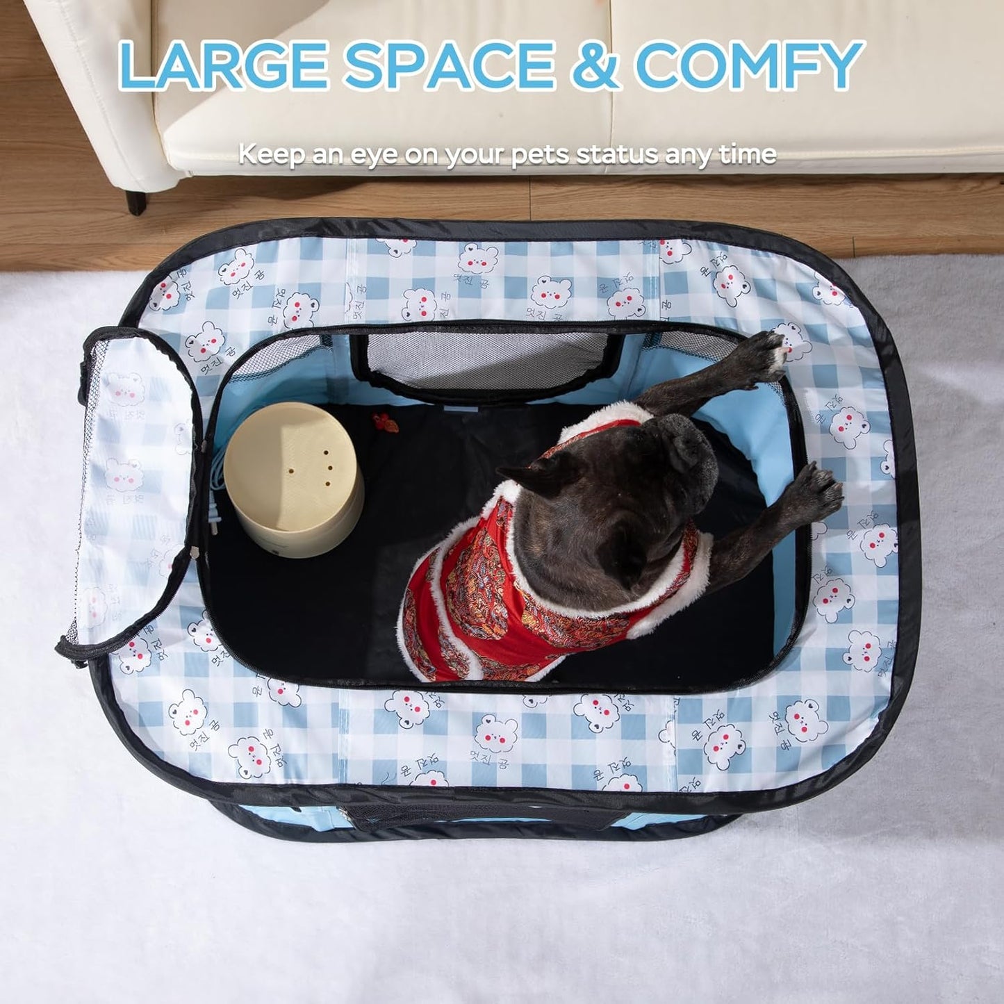 Dog and CAT pop Play Pen,Pets Houses for Dogs and Cats,Indoor&Outdoor Exercise Pen Dog Tent Puppy Playground Large (M, Bule)