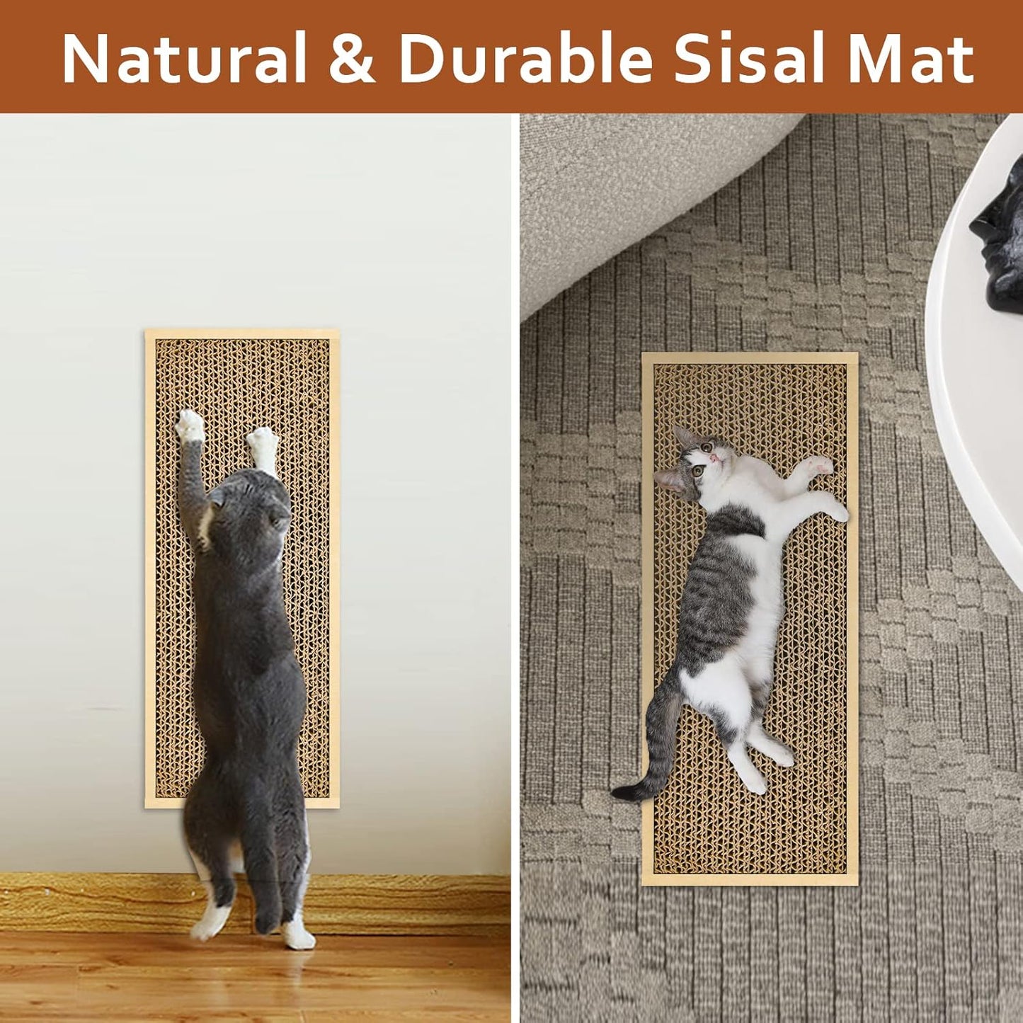 HappyFree SX Double-Sided Cat Scratch Pad: Premium Indoor Cat Scratcher, Cardboard & Post Design