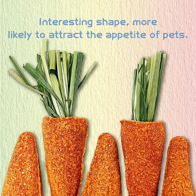 Timothy Grass Carrot Pet Teething Snacks Supplement Small Pet Hamster, Guinea Pig, Rabbit, Chinchilla Food Vitamins Oral & Gastrointestinal Health 7pcs
