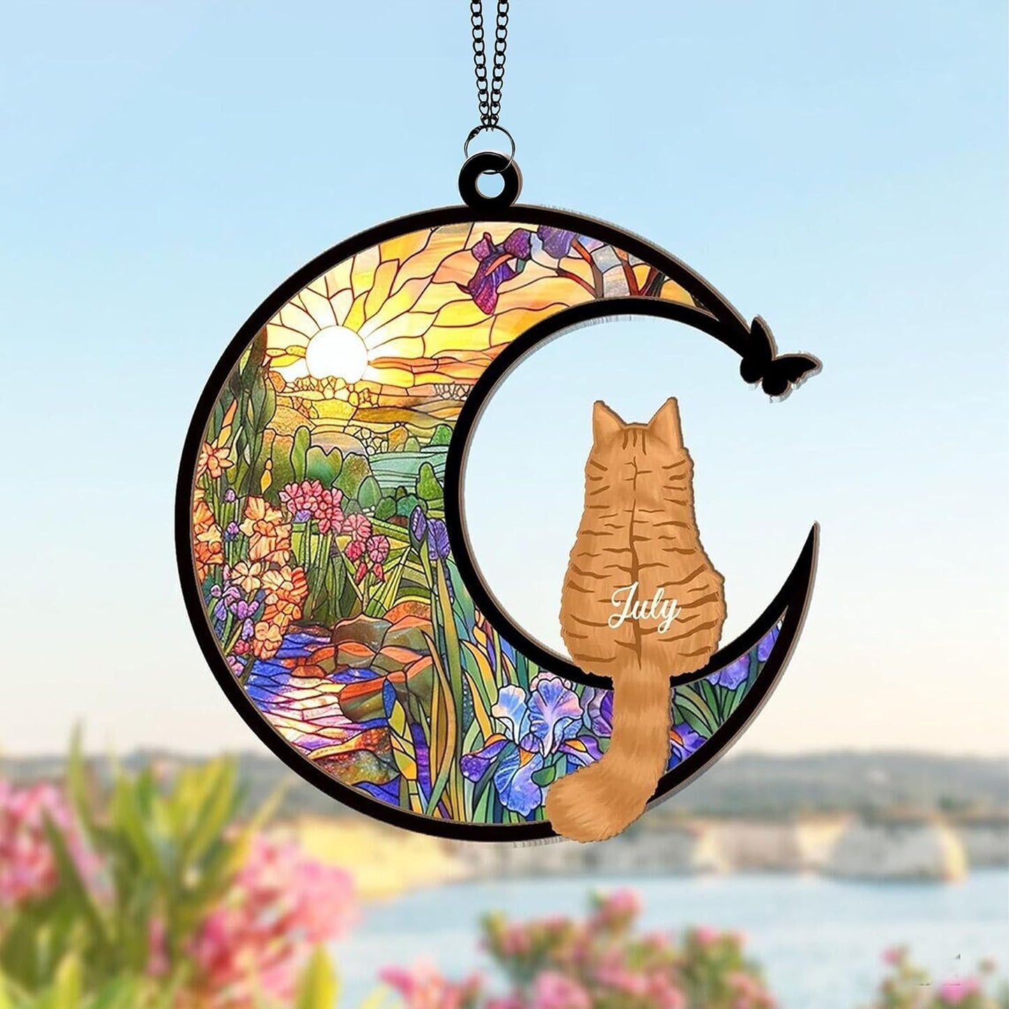 Personalized Cat Memorial Suncatcher – Custom Memorial Gift for Cat Lovers, Cat Loss Sympathy Gift, Pet Remembrance Keepsake