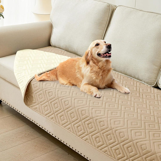 hyha Waterproof Dog Blanket, Soft Pet Bed Blankets, Waterproof Sofa Couch Cover for Dogs Washable, Reversible Pet Couch Covers for Sofa Furniture (30x90 Inch, Camel/Beige)